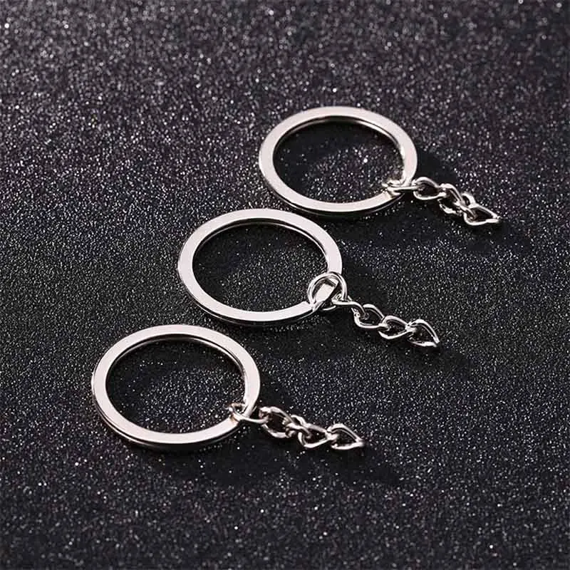 Silver Metal Key Ring Double Split Clasp Connection Keyring Hoops Connectors 