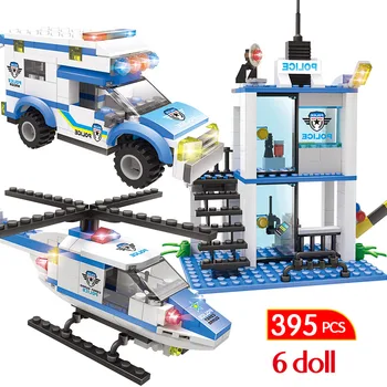 

395PCS Military Police Helicopter Car Model Building Blocks Compatible City Swat Police Station Figures Kids Toys