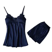 Брендовая женская кружевная Пижама комплекты укороченные штаны и топы без рукавов 2 предмета женские ночные рубашки летние молодые девушки Домашняя одежда H3i