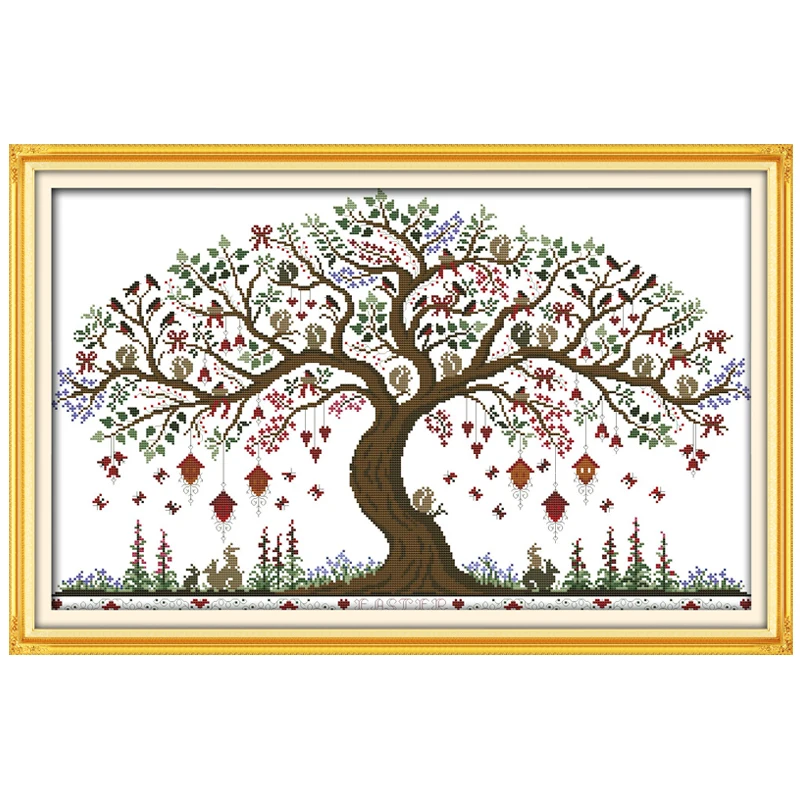 

Love Tree Patterns Counted Cross Stitch 11CT Printed 14CT Cross Stitch Sets Wholesale Cross-stitch Kits Embroidery Needlework