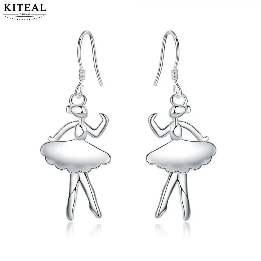 

2019 Newest Arrival silver plated jewelry 925 stamp earing Girl cute Ballerina dangle earrings charm accessories