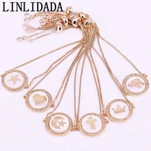 10 шт модные ювелирные изделия золотого цвета микро проложить CZ круглая ракушка цепь браслет регулируемые женские ювелирные изделия