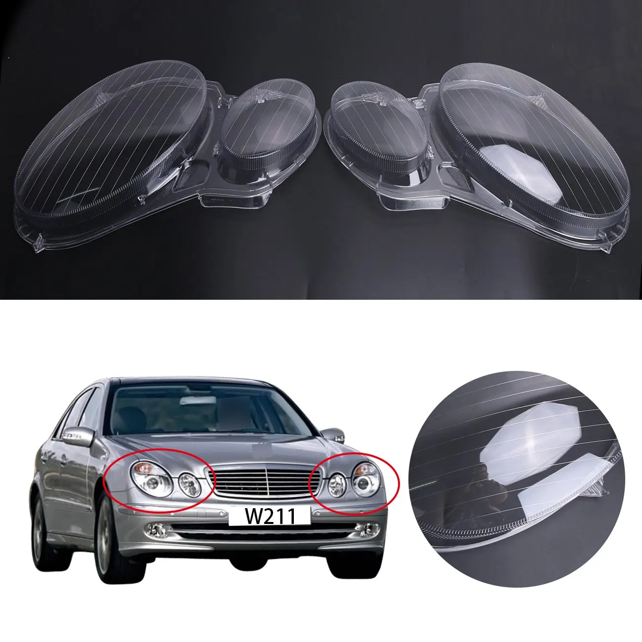 Wholesale  Headlight Lenses PC Covers Headlight  Head Lamp Lens Cover For  W211 E240 E200 E350 E280 E300 02-08