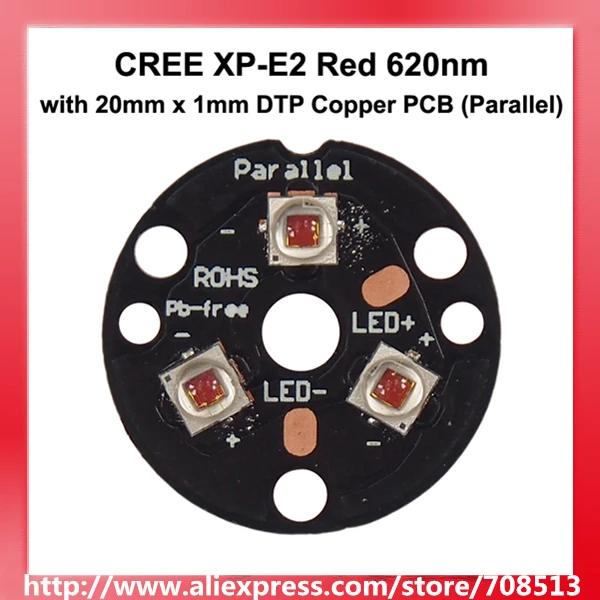 Тройной яркий светодиодный излучатель Cree красный 620 нм с медной печатной платой