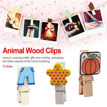 

Theme Christmas Decor Cute Animal Groom Bride Natural Wooden Clips For Photo Clips Clothespin Craft Decoration Clips Pegs