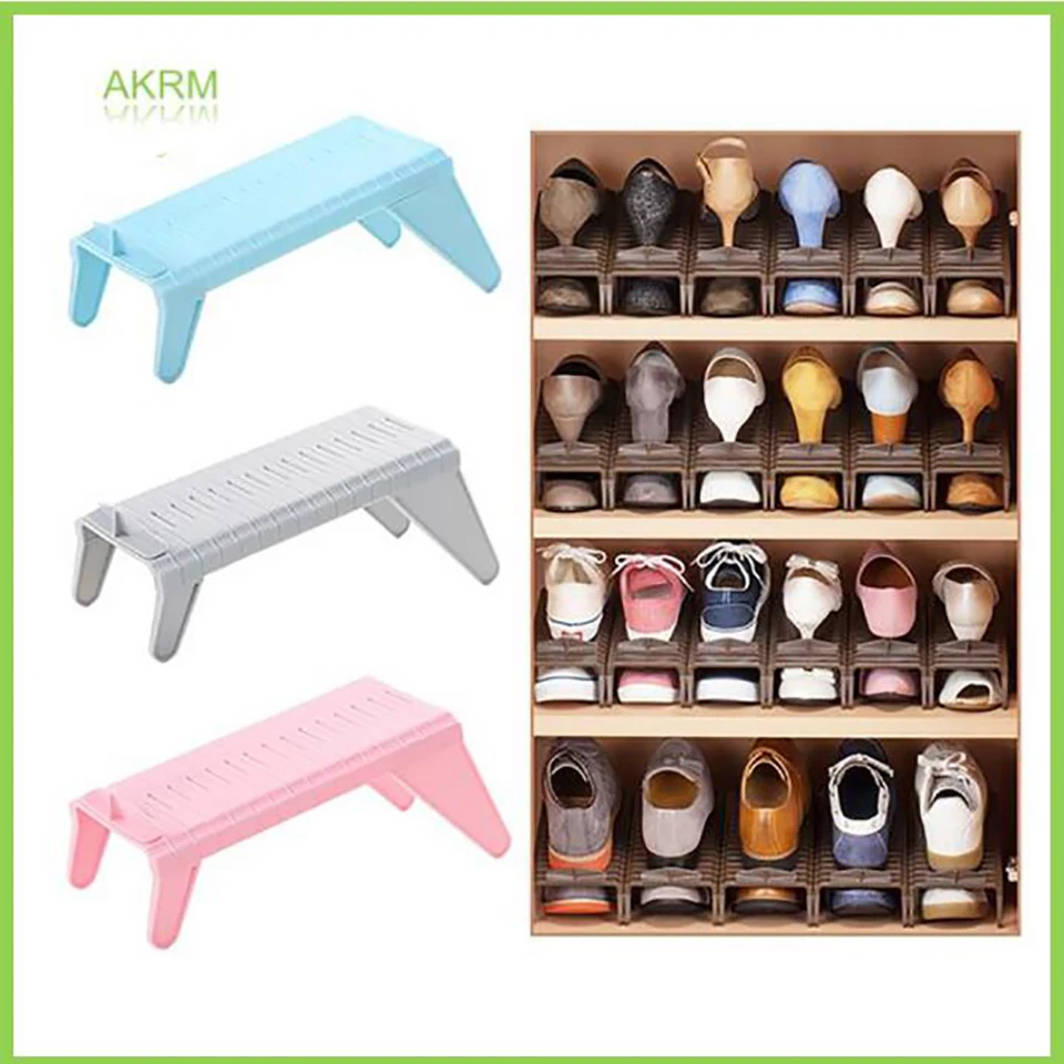Creative Adjustable Height Shoe Slots Organizer Stand Rack Living Room Closet Space Saver High