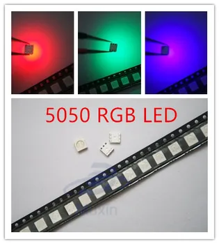 

SMD 5050 RGB 1000pcs Chip LED PLCC-6 smd5050 LED Tricolor 60mA DC 2V Red Green Blue LED Light Emitting Diode Lamp PCB SMT Beads