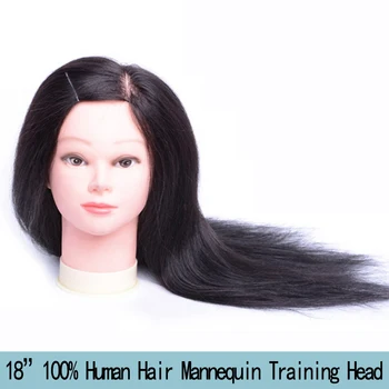 

18" Professional Cosmetology Training Head With 100% Human Hair Hairdressing Dummy Doll Mannequin Hairdresser Head