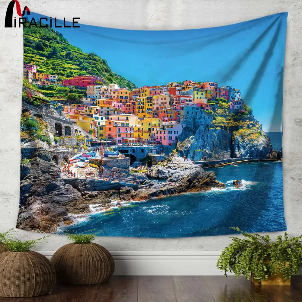 

Miracille Fashion Wall Hanging Tapestries Seaside Scenic Style Beach Towel Yoga Mat Blanket Table Cloth for Home Decoration