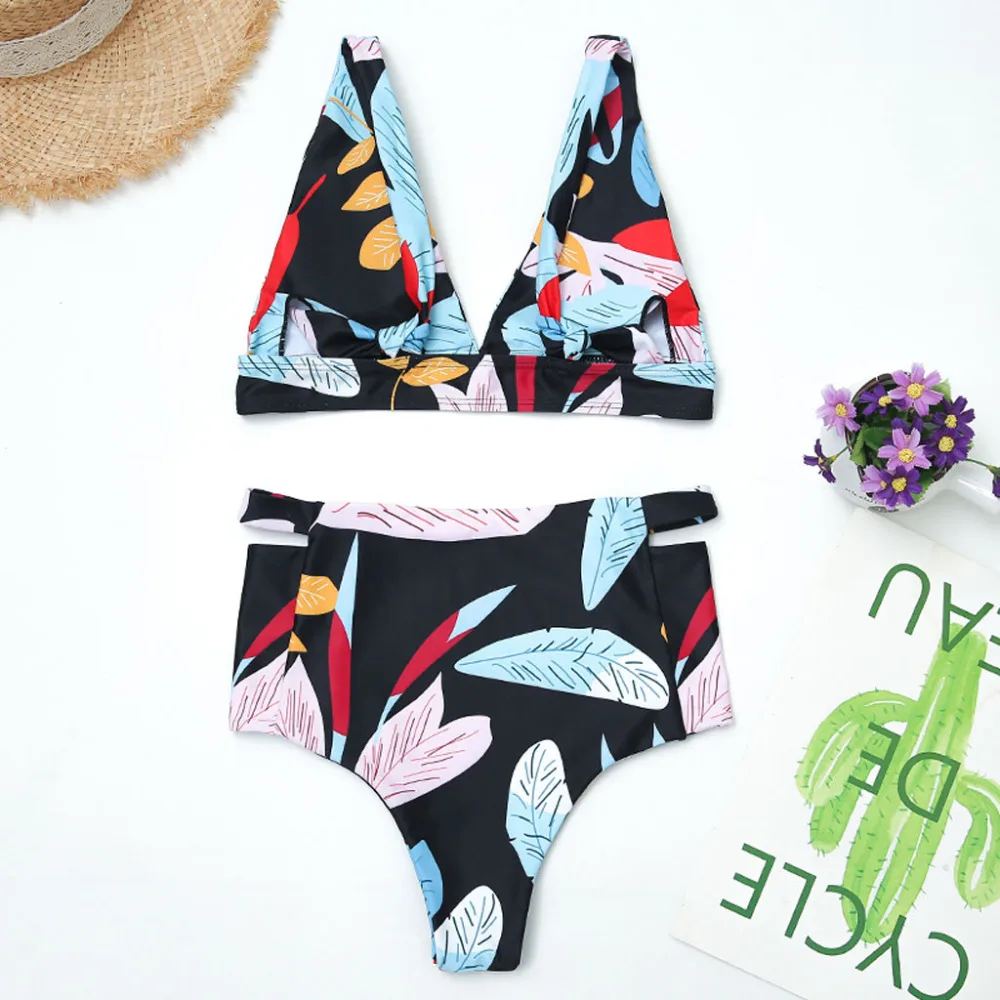 

Bra Biquini in Bikinis set 2019 Sexy New summer Two piece slim Casual Women's Print Floral Surf Suit Prone Swimsuit Swimwear #5