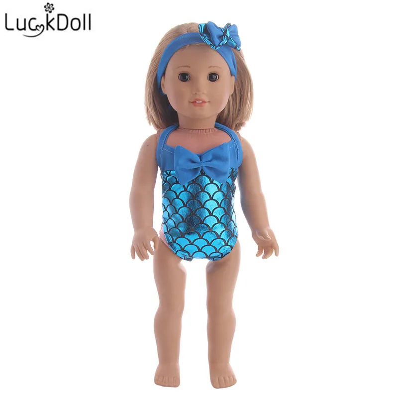 Luckdoll модные купальник со стразами + головной убор для 18 дюймов американские куклы и 43 см куклы аксессуары