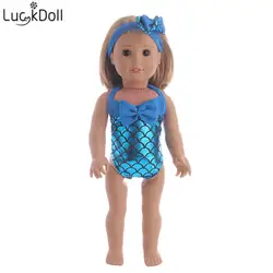 Luckdoll модные купальник со стразами + головной убор для 18 дюймов американские куклы и 43 см куклы аксессуары