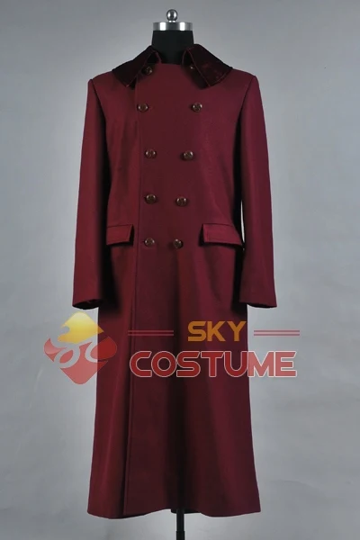 Doctor Who 4th Doctor сливовый красный длинный плащ шерстяное пальто косплей костюм на Хэллоуин униформа наряд