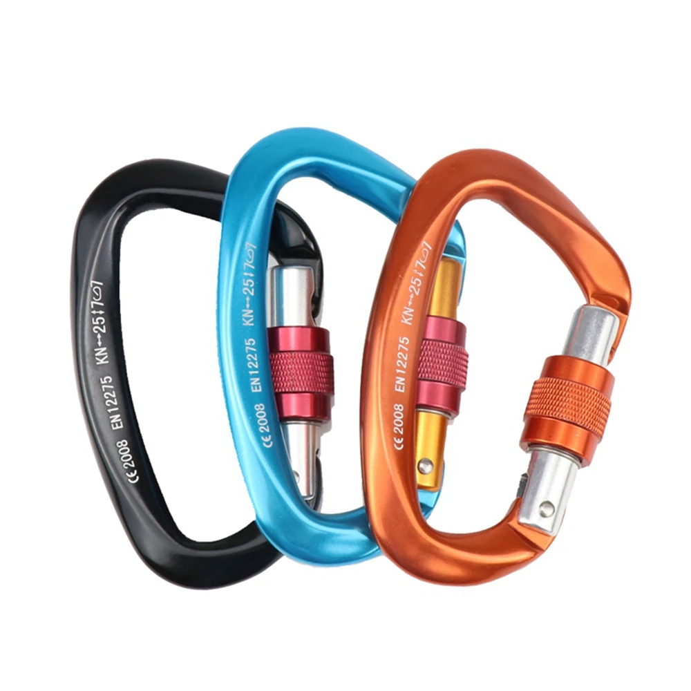 25KN Heavy Duty Screw Locking Mountaineering Rock Tree Climbing Carabiner