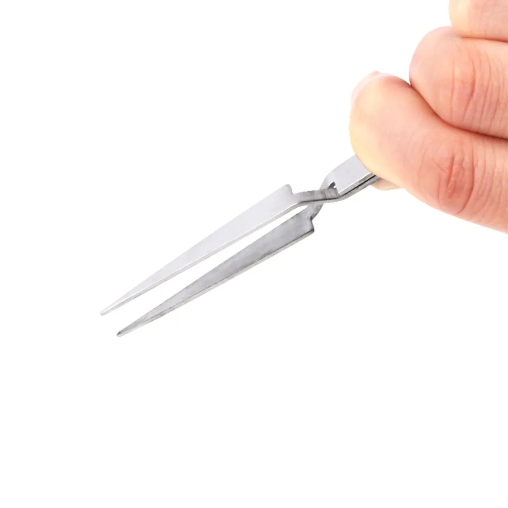 FIXFANS 120mm Cross Lock Stainless Steel Precision Tweezers Reverse Action Tweezers Mobile Phone Repair Maintenance Hand Tools