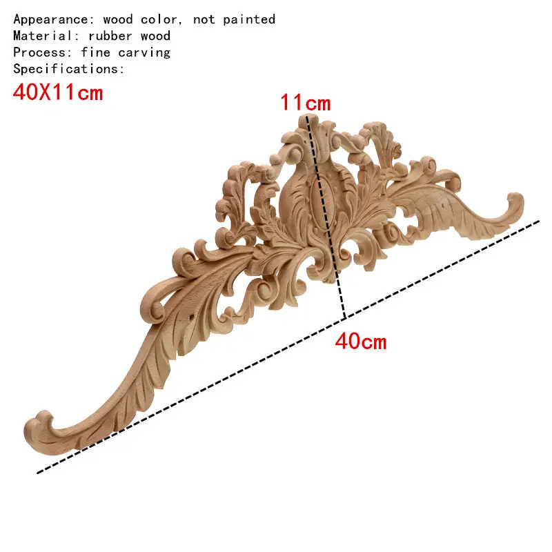 Runbazef резьба по дереву Мебель Винтаж Дизайн и декор украшения Аксессуары твердой древесины аппликацией Резные длинные часть цветка Миниатюрный - Цвет: A