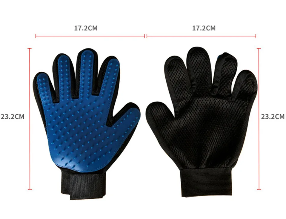 Blue Brush Glove For Animal Cat Cleaning Brush Finger Silicone Gloves For Cats Dogs Pet Hair Remover Glove Grooming              (2)