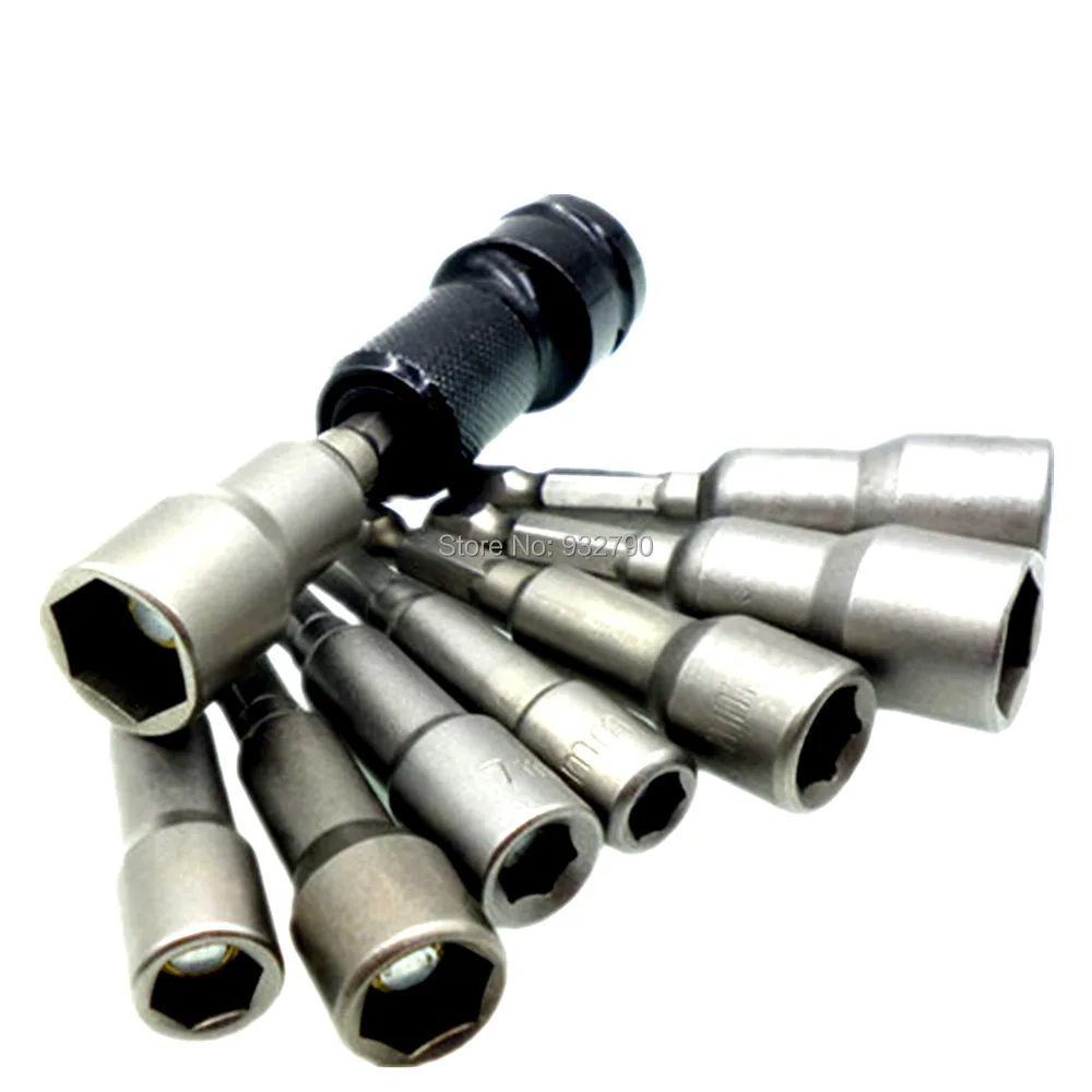 Hex Magnetic Nut Driver Set Metric Socket Impact Drill Bits 6mm-13mm