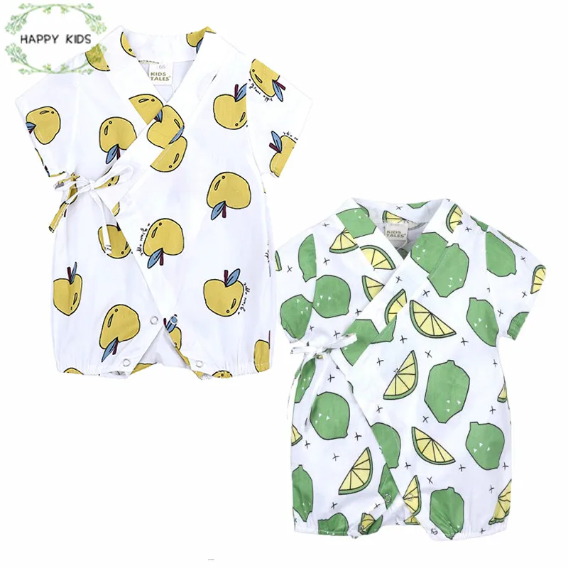 

DLY357 Baby Girls Cotton Print Japanese Kimono Cute Baby Boy Rompers Infant Bebes short sleeve Jumpsuits Newbron Baby clothes