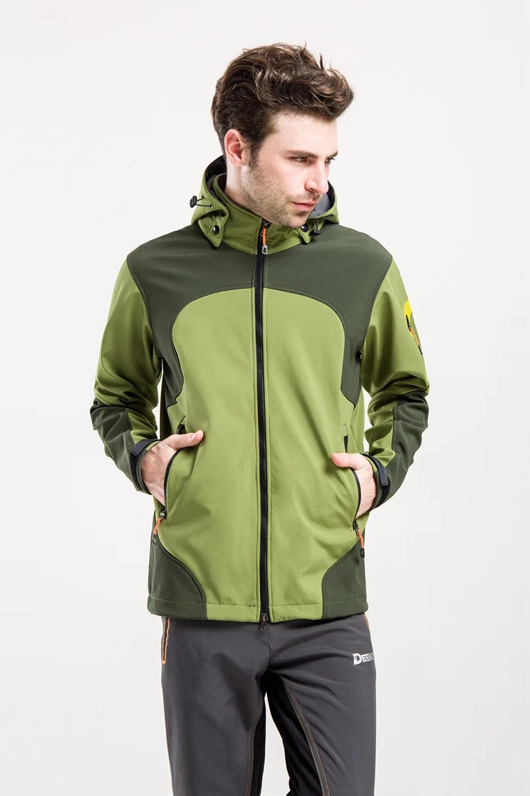 Светильник ARCTIC для мужчин, ветрозащитная, водонепроницаемая, мягкая оболочка, походная лыжная куртка, пальто для катания на лыжах, кемпинга, треккинга, комбинированный цвет - Цвет: Зеленый