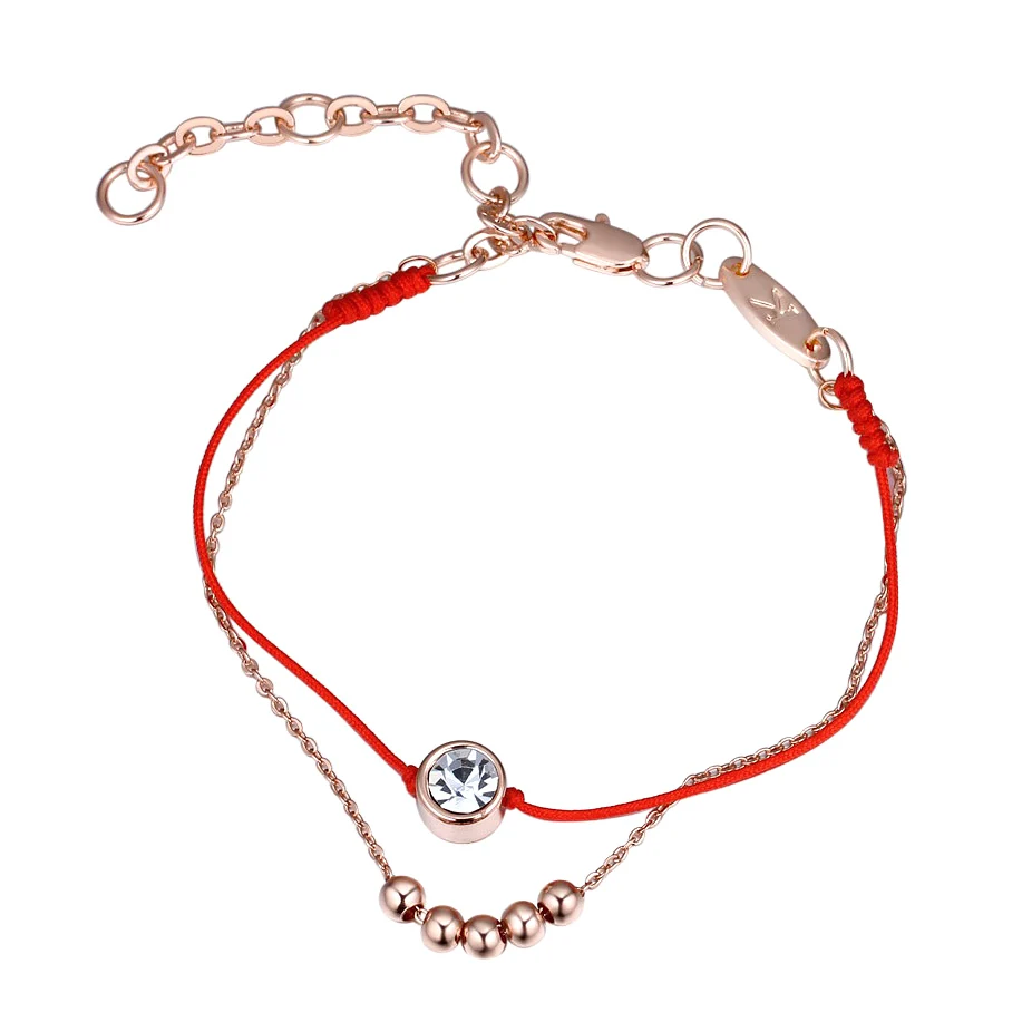 

Trendy 2 Layer Red Thread String Rope Bracelet Round Crystal From Swarovski Gold Color Handmade Beads Chain Women Gift Adjusted