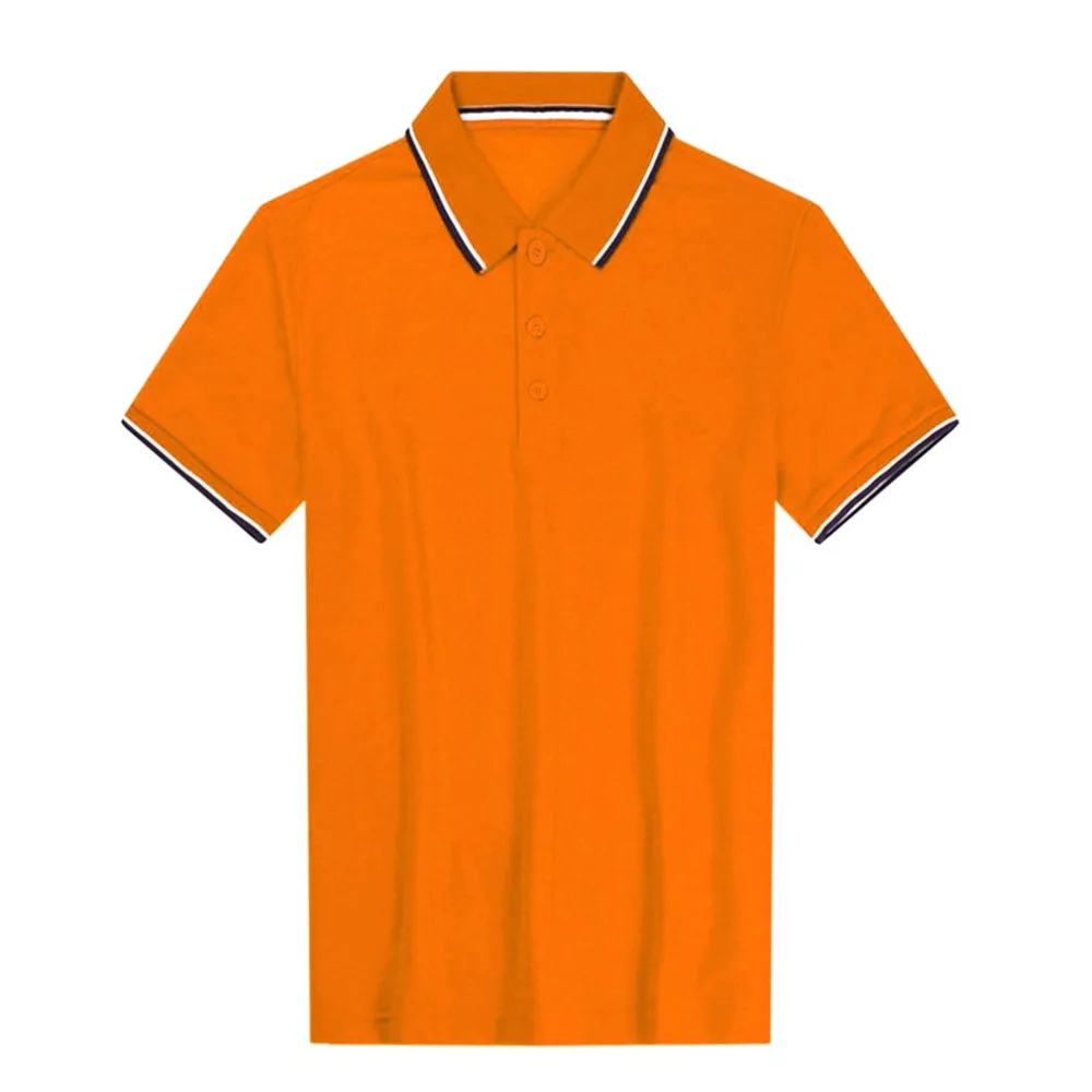 Korea Fashion Spring Summer Men Casual Polo Shirt Short Sleeve Solid