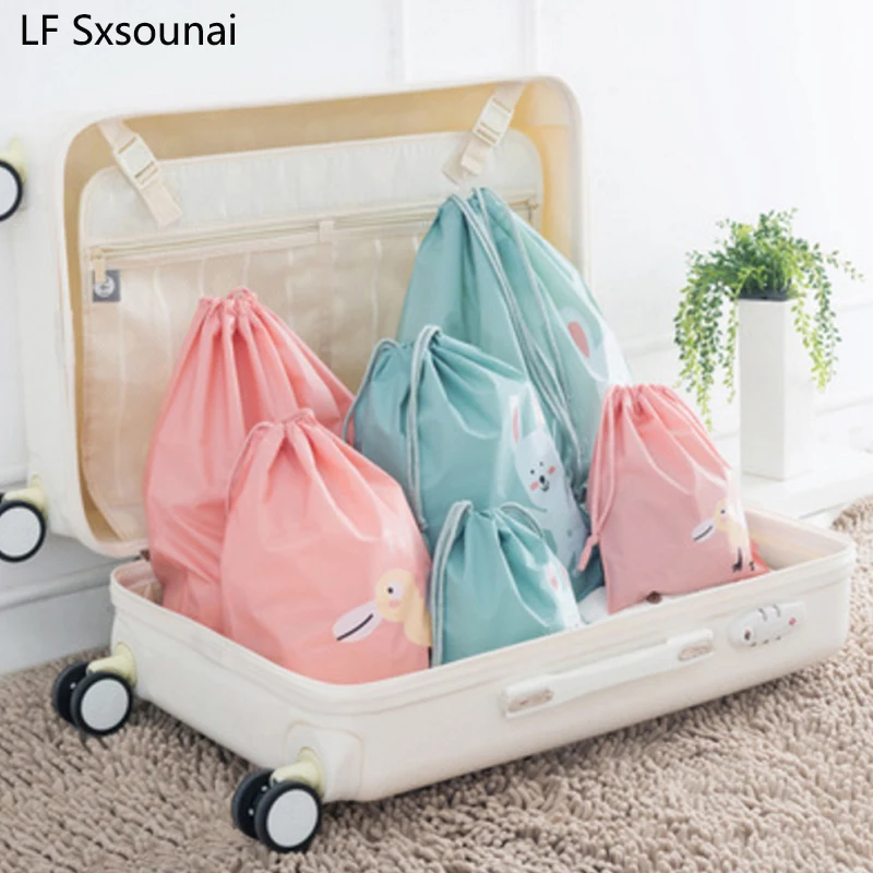 

LF Sxsounai Cartoon travel organizer clothing storage bag zip lock plastic bags Waterproof garment shoe sock luggage bag 2018