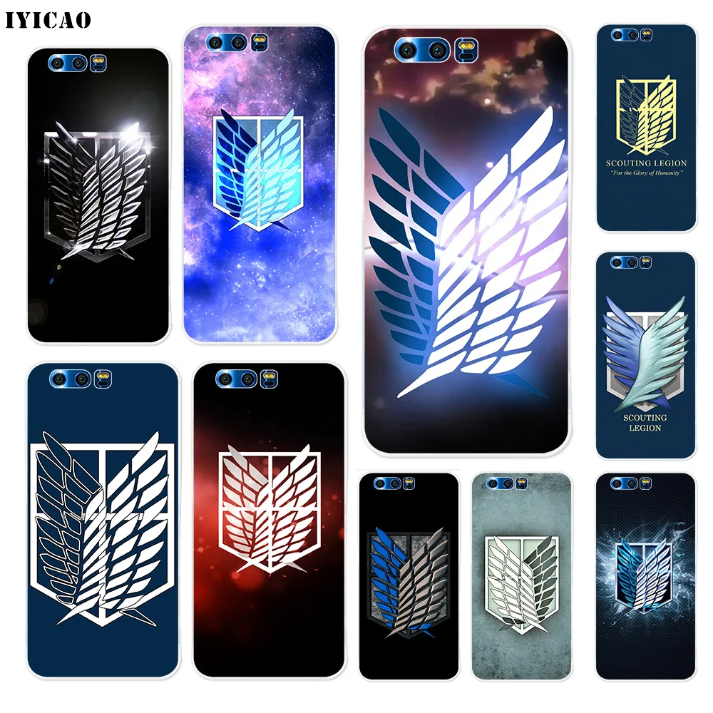 Мягкий силиконовый чехол IYICAO Attack On Titan с логотипом для Huawei Y9 Y7 Y6 Prime 2018 Honor 8C 8X 8 9 10 Lite