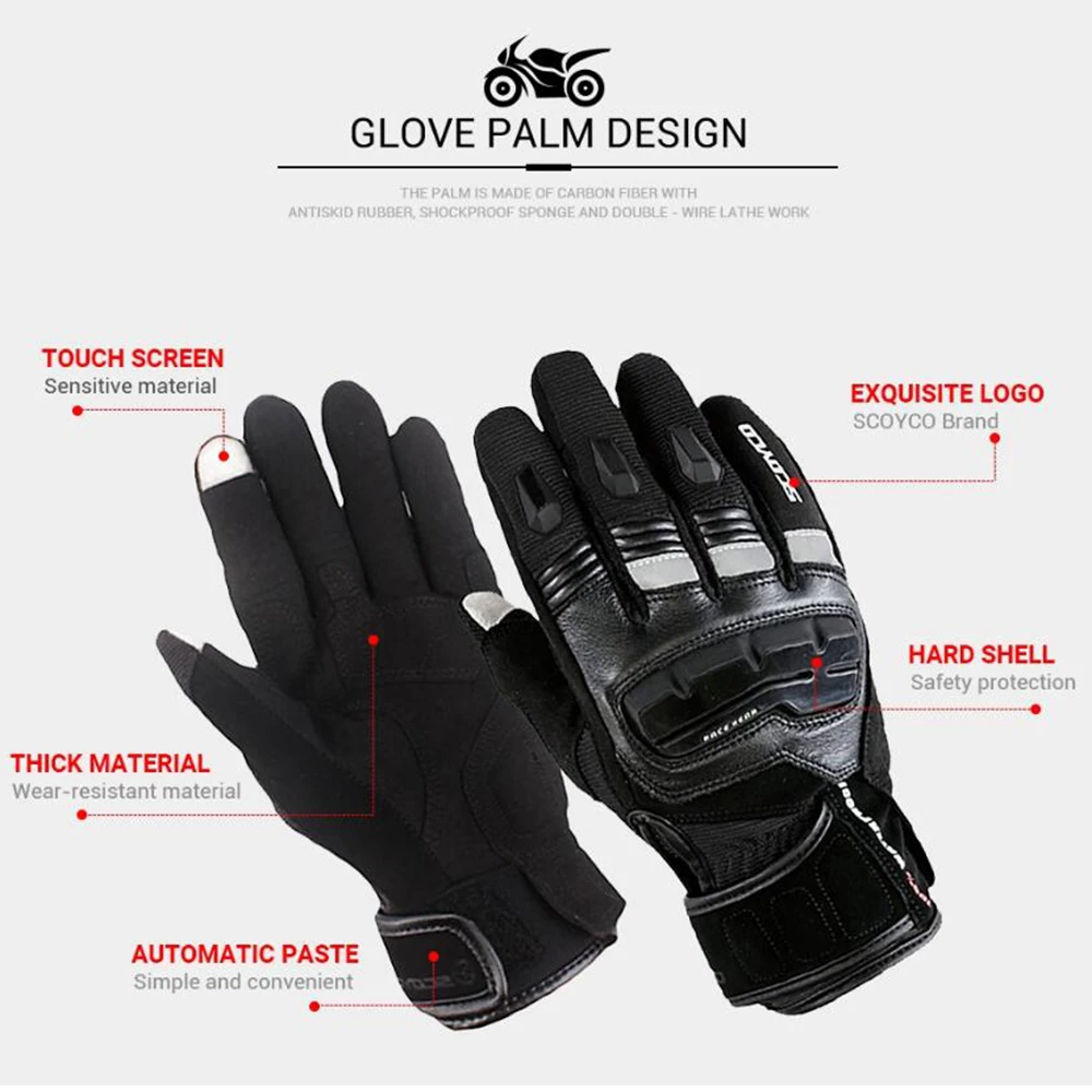 SCOYCO Men's Genuine Cow Leather Motorcycle Gloves Touch Screen Waterproof Windproof Warm Winter Motorbike Racing Riding Gloves SCOYCO Men's Genuine Cow Leather Motorcycle Gloves Touch Screen Waterproof Windproof Warm Winter Motorbike Racing Riding Gloves