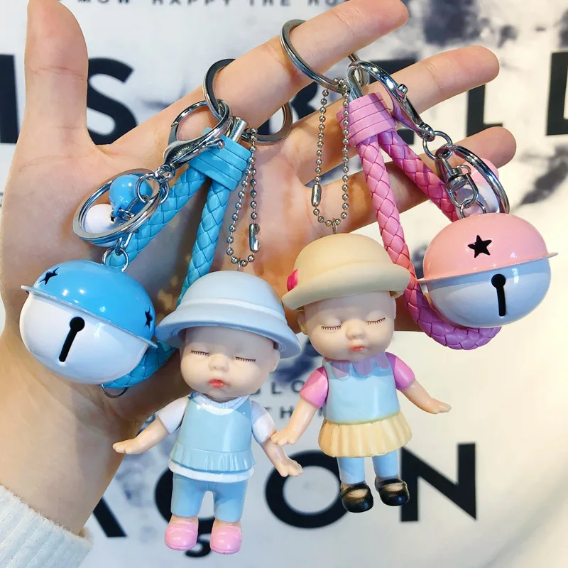 

Fashion Jewelry Cute Baby Doll Keychains Women Bag Charm Bell Key Ring Pendant Gifts Women Bag Accessories