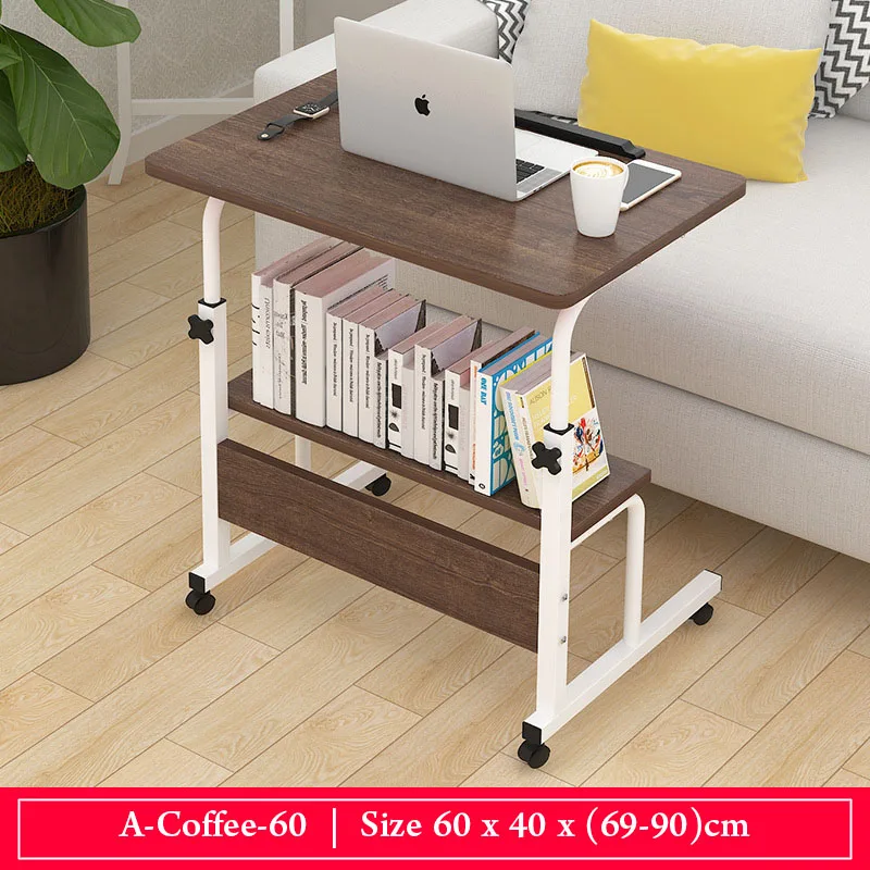 Простой стоящий стол для ноутбука может перемещаться Домашний Настольный стол может быть поднят и опущен Мобильный складной стол мебель для дома - Цвет: A-coffee-60cm