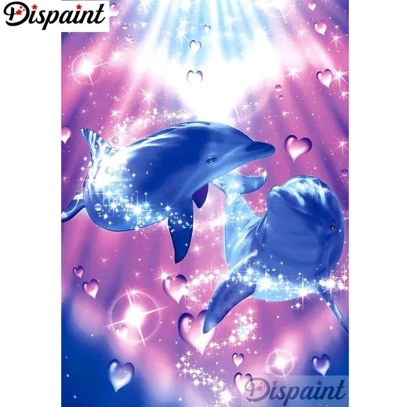 

Dispaint Full Square/Round Drill 5D DIY Diamond Painting "Animal dolphin" 3D Embroidery Cross Stitch Home Decor Gift A12441