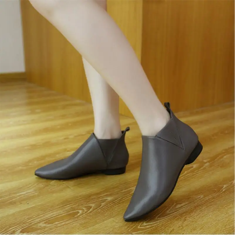

GENSHUO 2018 Autumn Ankle Boots For women Fashion Winter Boots PU Leather Woman Shoes Women's Ankle Boots Black Small Size 33