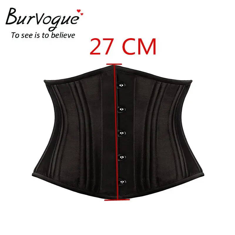 Burvogue Waist Control Corset Underbust Women Corsets Bustiers Satin Double Steel Bone Corset Waist Cincher Corselet XXS-6XL
