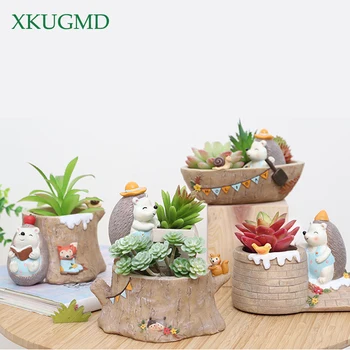 

Original Cute Cartoon Forest Hedgehog Succulent Plants Flower Pots Ornaments Crafts Home Garden Decor