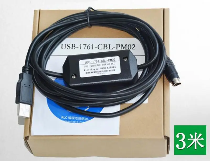 

USB-1761-CBL-PM02 New PLC Programming Cable For Micrologix 1000/1200/1500 USB 1761-CBL-PM02 10FT Round 8 pin