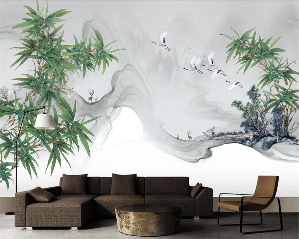 Beibehang Custom wallpaper simple Chinese bamboo mood ink landscape TV backdrop walls living room bedroom murals 3d wallpaper Beibehang Custom wallpaper simple Chinese bamboo mood ink landscape TV backdrop walls living room bedroom murals 3d wallpaper