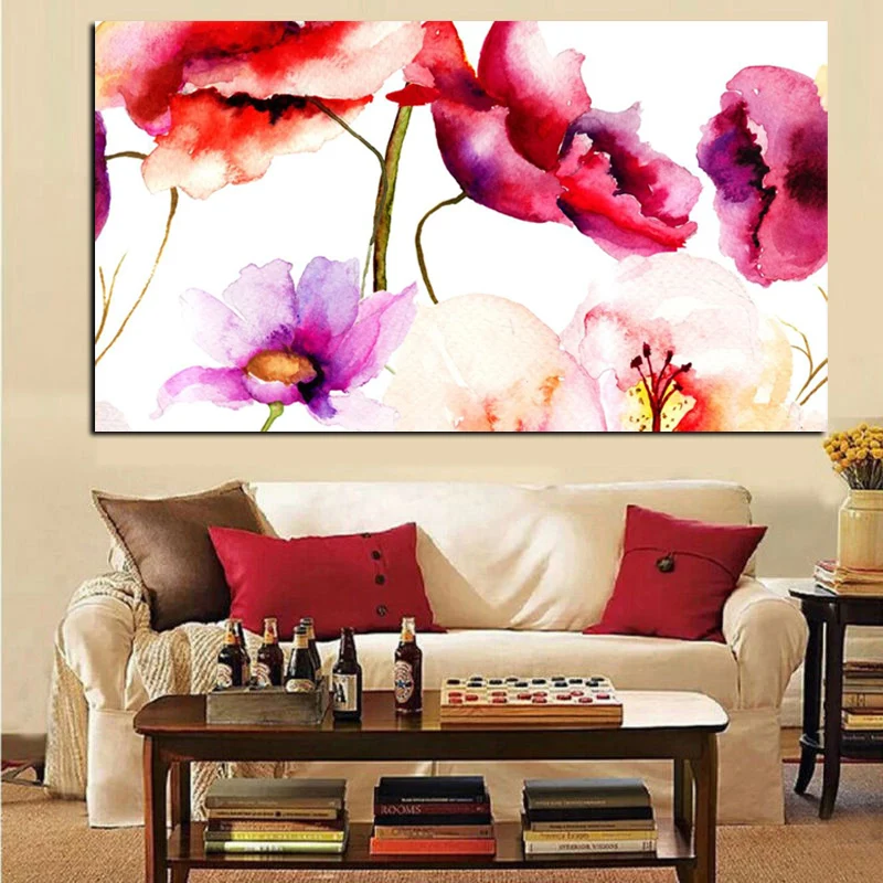 Abstract Watercolor Floral Flower Canvas Painting Modern Minimalist Alpine Orchid Poster Wall Pop Art Picture Home Cuadros Decor (2)