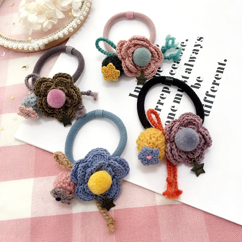 

Korea Hair Accessories Woolen Flowers Pearl Butterfly Hair Ties Headband For Women Gum for Hair Bows Scrunchy Fascinator 4