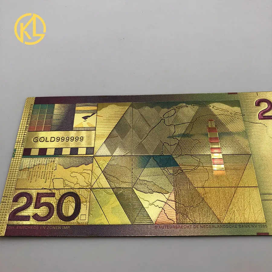 Цветной Нидерланды банкнот нидерландский Антильский гульден 250 золото игрушечные деньги гульден золото банкнот с COA рукав для домашнего украшения