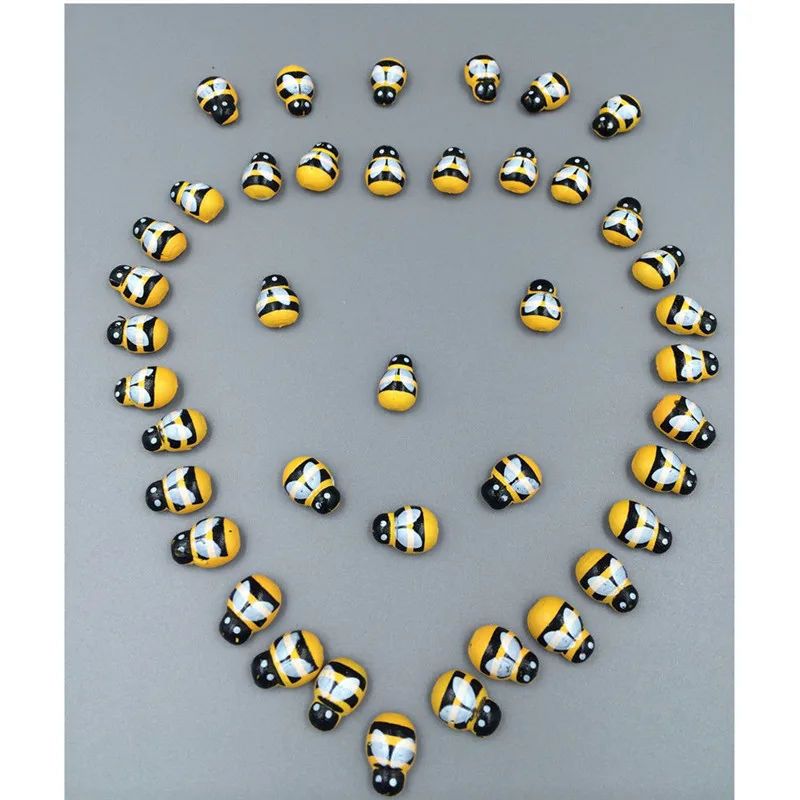 100 шт./компл. 3D деревянные желтые животных пчелы наклейки на холодильник арт Милая божья коровка, настенные Стикеры для домашнего декора 13 мм