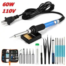 60 Вт Электрический паяльник Комплект сварочный пистолет температурный Регулируемый ремонтный инструмент DIY портативный сварочная станция Набор инструментов США/ЕС вилка
