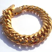 MEN'S 24 KT GOLD GF HGE 9 дюймов тяжелый роскошный самородок гипотоузы браслет безусловная пожизненная Гарантия Замены