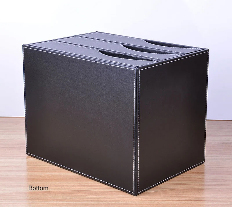wood leather 3-drawer A4 desktop file cabinet office table document magazine holder organizer file tray filing stand drawer 623A
