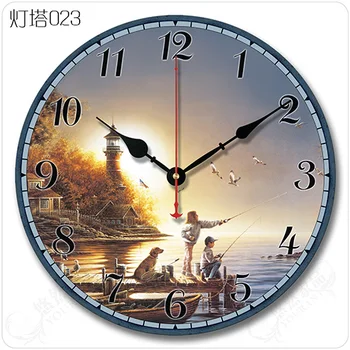 

14 Inch Multip Wall Clock Living Room Quartz Need Christmas Decoration for Home Wooden Retro Lighthouse Watch For New Year Gift