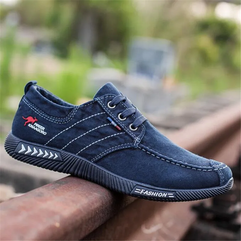 Skup Moda Denim trampki męskie mokasyny męskie sznurowane płaskie buty dla mężczyzn oddychające buty w stylu casual obuwie na zewnątrz Zapatos De Hombre