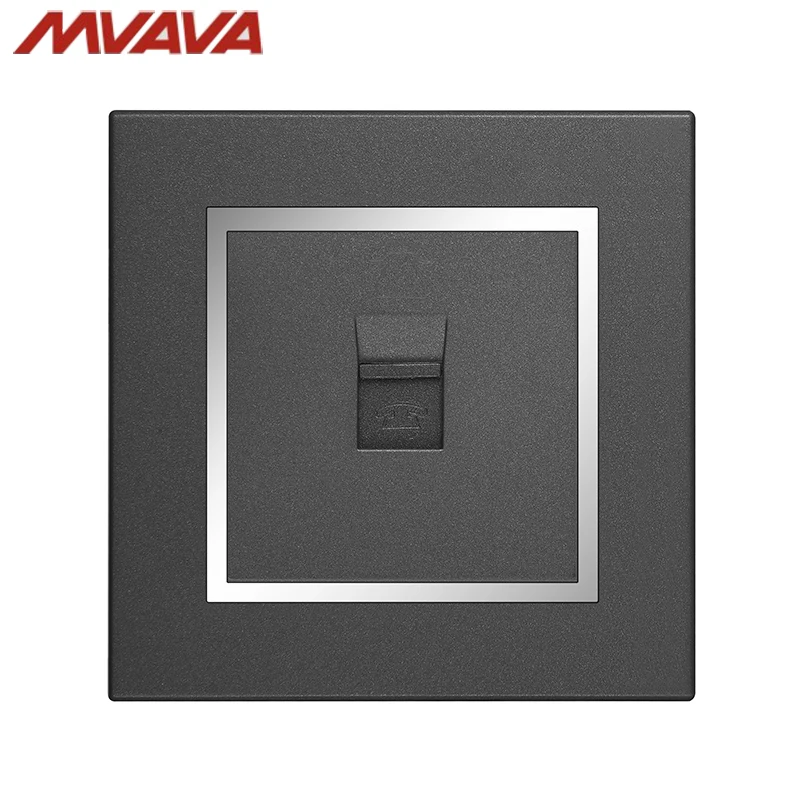 

MVAVA RJ11 TEL Outlet Telephone Jack Plug Port Wall Socket Wall Decorative Receptale Luxury Chromed Black PC Panel Free Shipping