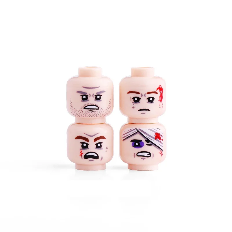 

4PCS Expression Head parts Military Gun Weapons City police playmobil mini figures Building Block Brick original Toys
