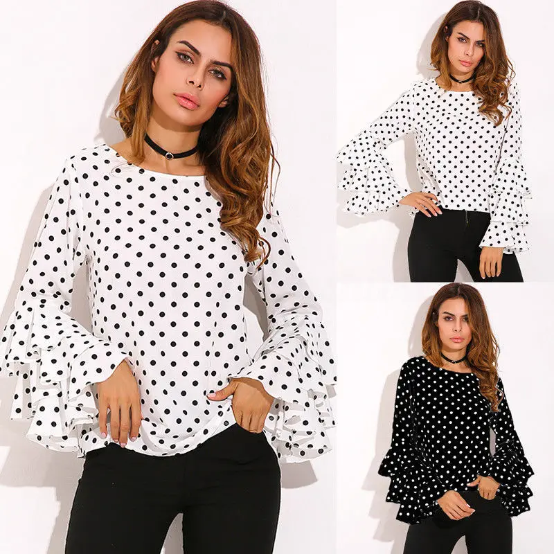 

Fashion Womens Ladies O-neck Tops Loose Long Sleeve Cotton Casual Blouse Winter Spring Shirts Batwing Sleeve Clothes Black White