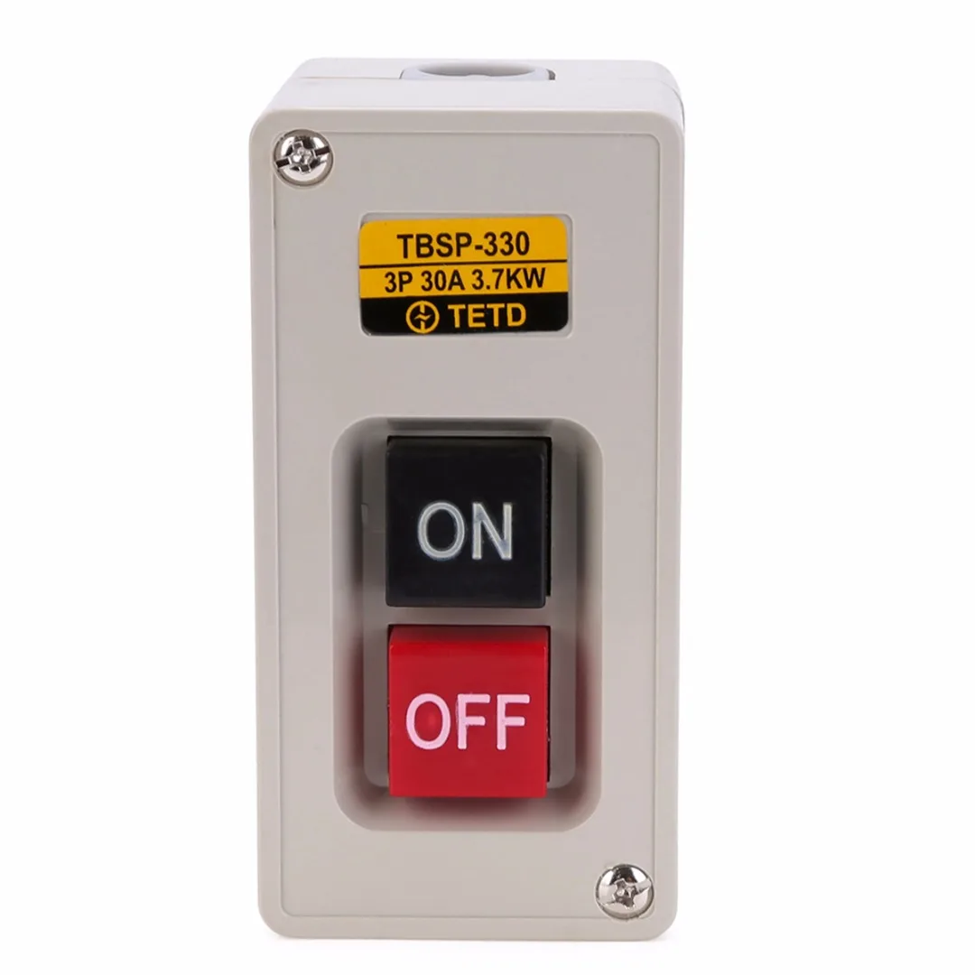 

New TBSP-330 3 Phase ON/OFF Lock Tend Push Button Switch Station 3.7Kw 30A For Textile Machinery